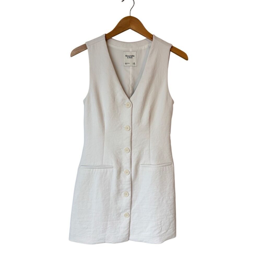 Abercrombie & Fitch vest button up dress in off white